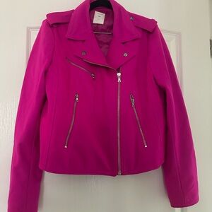 GAP Hot Pink NEW Moto Jacket with Silver Accents